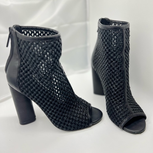 Black Galla Peep Toe Ankle Boots - Picture 2 of 5